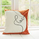 GobekUsa Abstract Plush Burnt Orange Embroidered Pillow Cover 45x45cm Ivory Decoration