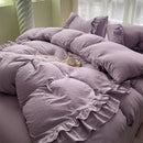 GobekUsa Korean Princess Ruffles Bedding Set - Soft Microfiber, Duvet Cover Pillowcases - All Sizes