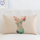 GobekUsa Geometric Elk Design Linen Lumbar Pillow Cover 30X50cm Modern Nordic Home Decor