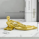 GobekUsa Golden Thinker Reader Man Resin Figure: Abstract Home Decor Figurine