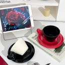 GobekUsa Heart Shape Porcelain Lovers Mug Set Dining Coffee Cup Tea Saucer Juice Cup