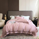 GobekUsa Eucalyptus Lyocell Luxury Bedding Set in White Champagne Grey Pink