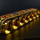 GobekUsa Gem Inlaid Candlestick Stand for Buddhist Wedding Altars & Decor.