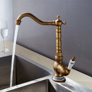 GobekUsa Antique Brass Basin Faucet, Rotatable Single Hole Kitchen Sink Mixer