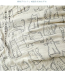 GobekUsa Cartoon Cat Bamboo Cotton Throw Blanket - Lightweight 4-Layer Knit Woven Blanket