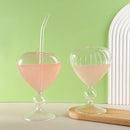 GobekUsa Heart Shaped Glass Mug Set for Couples - Cocktail, Tea, Coffee, Beer Glassware Drinkware