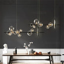 GobekUsa Glass Ball LED Chandelier: Modern Long Pendant Lighting for Living Room and Shop