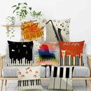 GobekUsa Letter Notes Piano Graphic Print Linen Pillowcase 45x45cm Living Room Decor