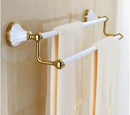 GobekUsa Bathroom Accessories Set: Gold Finish Paper Holder, Towel Bar, Soap Holder, Towel Rack & More