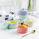 GobekUsa Ceramic Dessert Bowl with Cover, Small Porcelain Soup Bowl, Cake Baking Mold