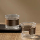 GobekUsa Japanese Glass Tea Cup Set with Walnut Sleeve - High Quality Transparent Drinkware