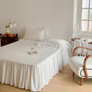 GobekUsa French Rose Flowers Lace Wedding Bedding Set with Ruffles