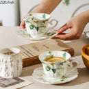 GobekUsa Camellia Porcelain Cup & Saucer Set - Elegant Tableware Coffee Mug for Afternoon Tea