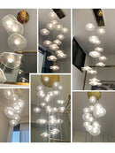 GobekUsa Gold Acrylic Chandeliers LED Pendant Lamp Modern Staircase Living Room Lighting