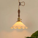 GobekUsa Cream Glass LED Pendant Lamp - Nordic Minimalist Brass Hanging Light