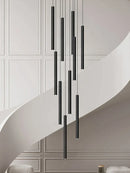 GobekUsa Cylindrical LED Staircase Chandelier Suspension Light - Modern Villa Water Pipe Fixture