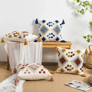 GobekUsa Boho Loop Tufted Tassel Pillow Cover - Ethnic Embroidered Decorative Cushion
