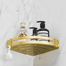GobekUsa Brushed Gold Aluminum Bathroom Corner Shelf Wall Mounted Shower Shampoo Holder