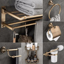 GobekUsa Antique Brass Bathroom Accessory Set: Towel Rack, Paper Holder, Soap Dish, Towel Ring, & More