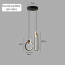GobekUsa Black Gold Round Pendant Light Chandelier for Bedside Long Cable 12W