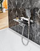 GobekUsa Digital Display Black Waterfall Shower Mixer Wall Mount Brass Bathroom Taps