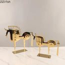 GobekUsa Golden Horse Metal Animal Sculpture Desk Ornament