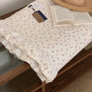 GobekUsa Korean Princess Floral Lace Ruffles Bedspread Set with 100% Cotton Quilting