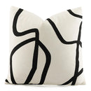 GobekUsa Geometric Line Embroidered Pillowcase in Black White Beige Suede Canvas