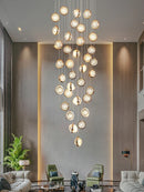 GobekUsa Crystal Ball LED Rotating Stair Chandelier - Nordic Luxury Loft Bubble Design