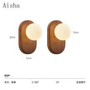 GobekUsa Japanese Wood Wall Lamp for Bedroom Sconces, Silent Wind Retro Light