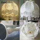 GobekUsa Lace Fabric Table Lamp Led Desk Light for Home Wedding Decor Bedroom