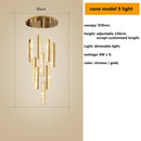 GobekUsa Crystal Lustre Pendant Lights with Dimmable LED, Adjustable Cable - Gold Chrome Steel