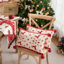 GobekUsa Christmas Jacquard Elk Snowflake Embroidered Throw Pillow Cover - Festive Home Decor