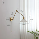 GobekUsa Copper Swing Arm Wall Lights Sconce Up Down LED Modern Ceramic Lampshade