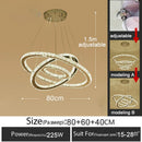 GobekUsa Gold Gloss LED Crystal Ring Chandelier for Modern Luxury Living Room