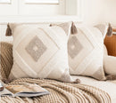 GobekUsa Geometric Tufted Beige Gray Cushion Cover Nordic Style for Modern Decor