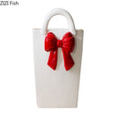 GobekUsa Bowknot Ceramic Vase Handbag Decor Table Flower Room Decor