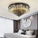 GobekUsa Crystal LED Chandelier: Modern Smoky Gray Clear Cristal Lighting for Big Living Room