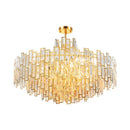 GobekUsa Gold Steel Crystal Pendant Chandelier - Luxury LED Dining Room Hanging Lamp