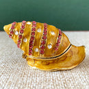 GobekUsa Jeweled Conch Trinket Box: Enamel Shell Jewelry Holder & Home Decor