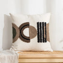 GobekUsa Geometric Embroidery Tassel Cushion Cover - Grey White Simple Loop Tufted Pillow