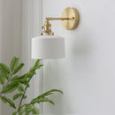GobekUsa Copper LED Sconce Wall Lamp Pull Chain Switch Nordic Modern Ceramic Mirror Light