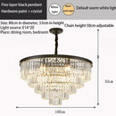 GobekUsa Crystal Gold Black LED Chandelier - Multi-Storey Modern Round Pendant Lamp