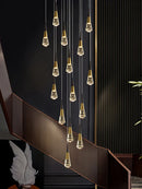 GobekUsa Crystal Chandelier for Stairwell and Living Room Dimming Lighting