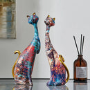 GobekUsa Cat Lovers Resin Figurines | Graffiti Couple Ornaments for Home Decor