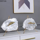 GobekUsa Golden Fish Crystal Ornament Home Decoration Metal Statue
