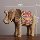 GobekUsa Elephant Resin Handicraft Ornament Hand-painted Braided Decor Statue Simulation Animal