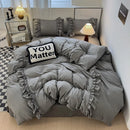 GobekUsa Lace Patchwork Duvet Cover Set, Soft Microfiber, Full Queen Size Bed Linen Pillowcase