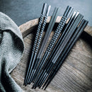 GobekUsa Japanese Style Black Alloy Chopsticks - 10 Pairs | Anti-Slip, Moisture-Proof, High Temperature Tableware
