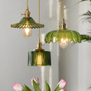 GobekUsa Green Glass LED Pendant Light Fixture - Modern Nordic Hanging Lamp